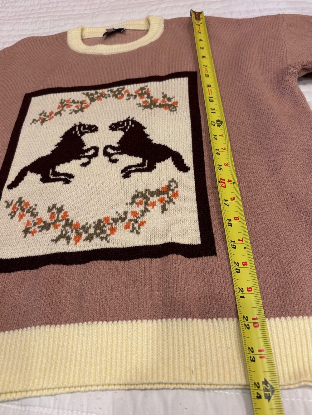 Anthropologie Flat White Women's Vintage Horse Western Crewneck Sweater Medium - Picture 6 of 6
